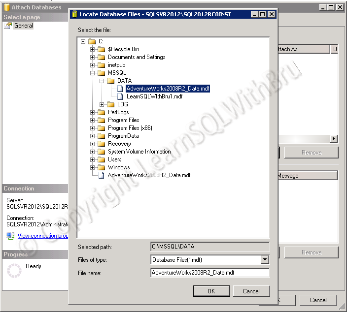 Attaching Database Sql Server 2008 Without Log File